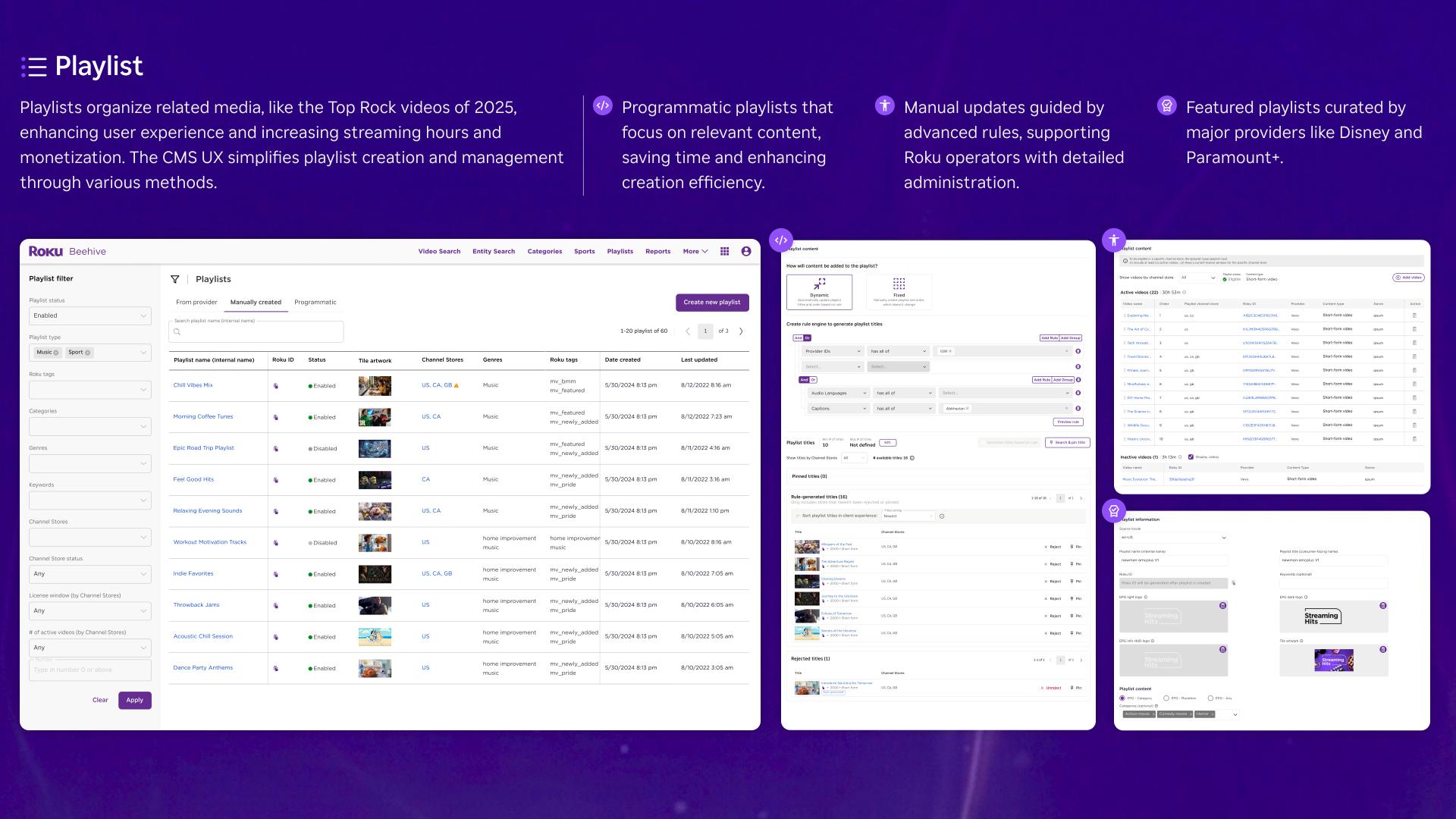 Roku content management system (CMS)