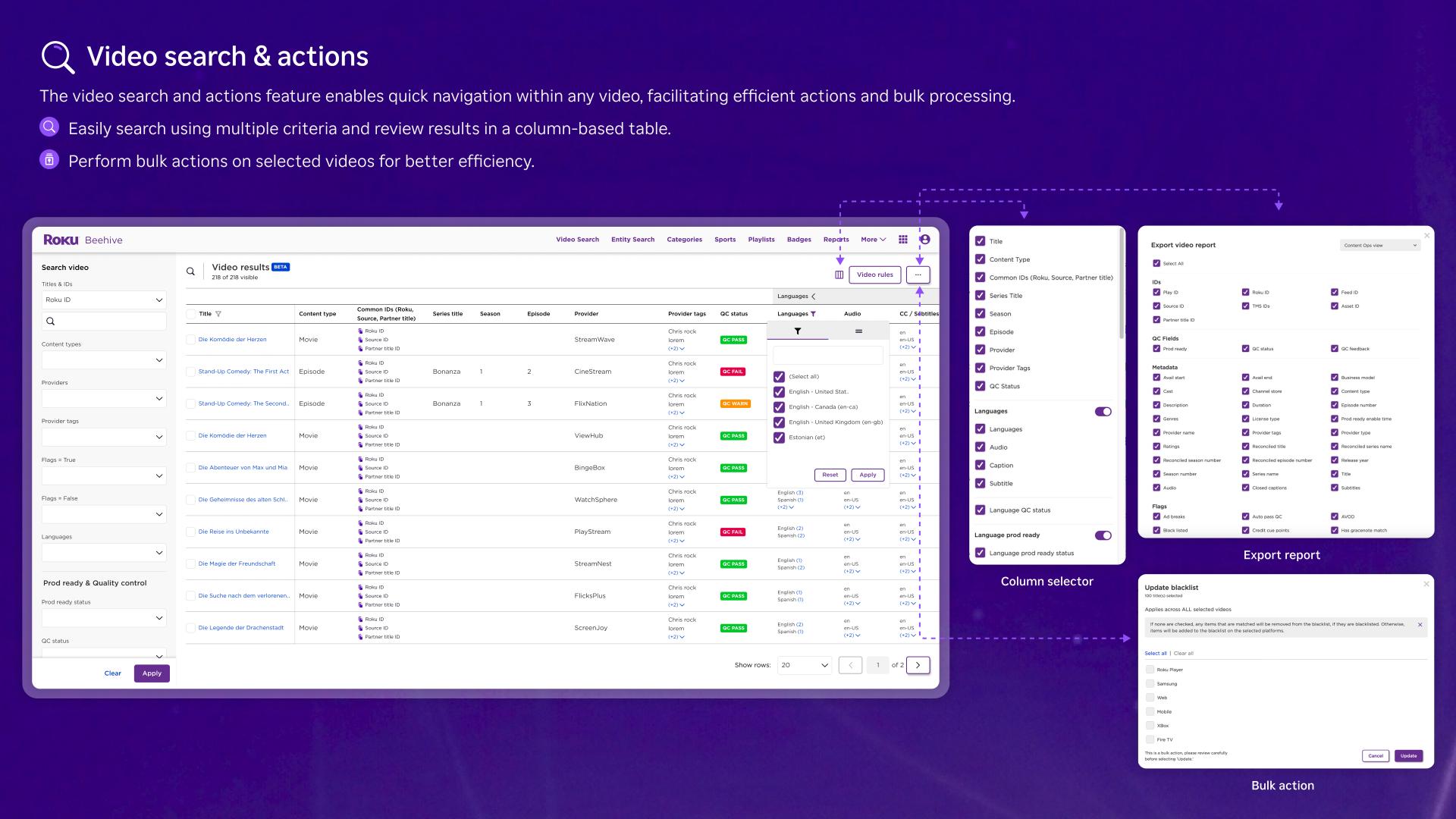 Roku content management system (CMS)